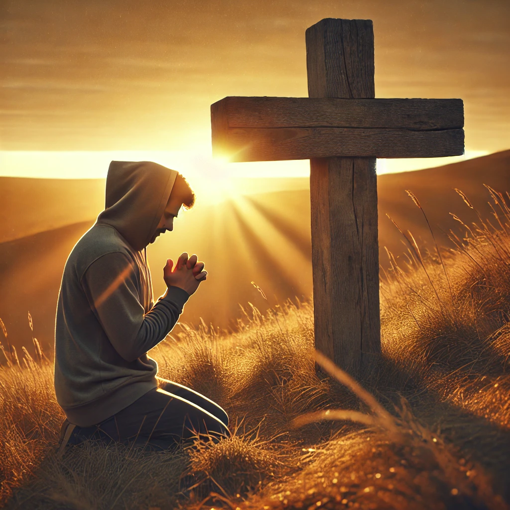 person praying demonstrating biblical faith